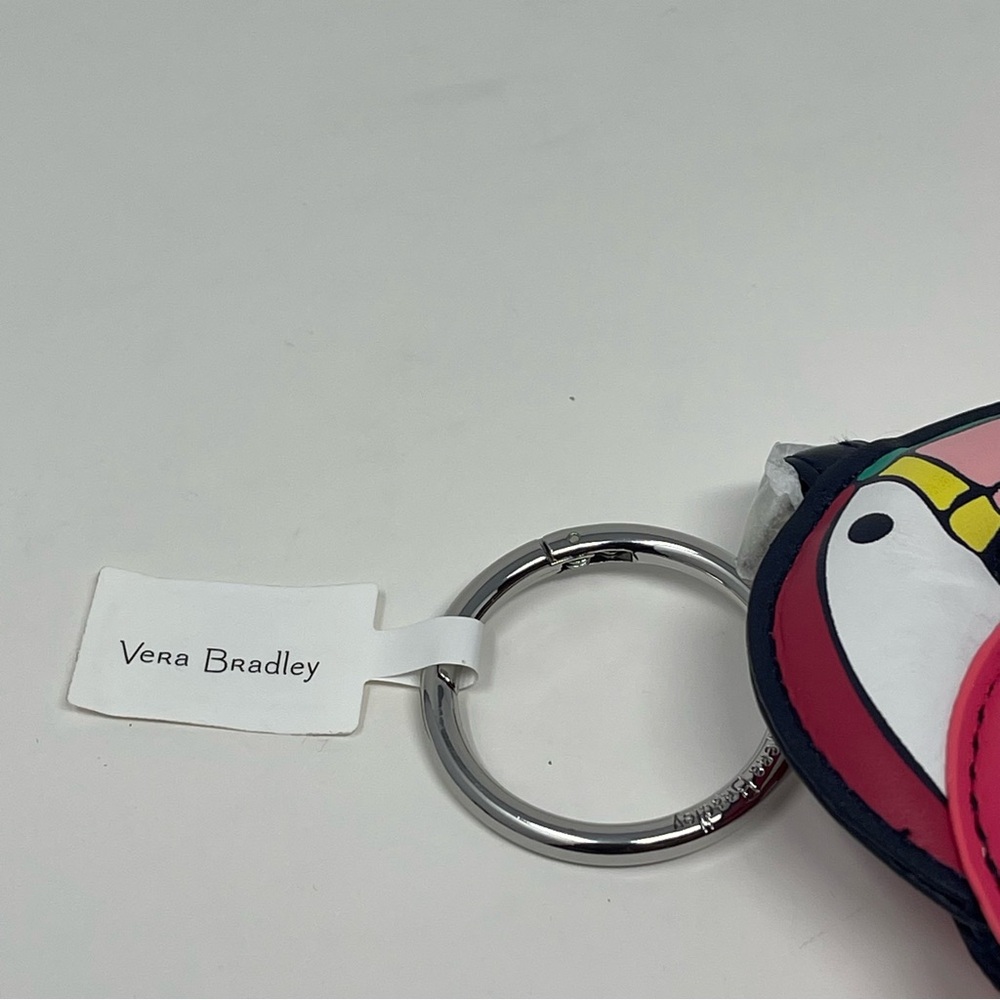 Vera Bradley Toucan Tropical Party Bird Coin Purse Bag Charm Pink Blue New - Picture 6 of 7